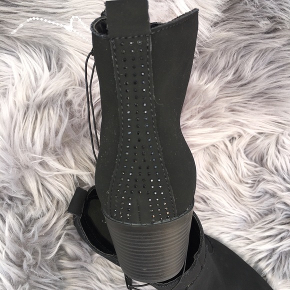 ...me too Black Rhinestone Back Heeled Boots - Picture 3 of 6